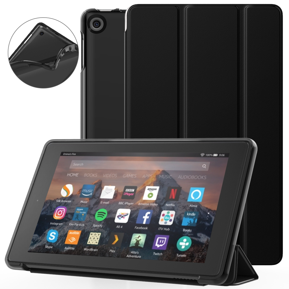 Black 9th Generation, 2019 Release 2019 Fire 7 Tablet Case with Auto Sleep/Wake Ultra Slim Stand Smart Cover for  Kindle Fire 7 Tablet 