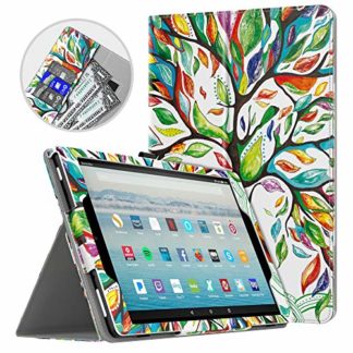 Jorisa Case Compatible with  Kindle Fire HD10 2015/2017,Slim Leather Wallet Stand Case with Pencil Holder Card Slots,Flip Folio Magnetic Smart Auto Wake/Sleep Cover,Colorful Quicksand 